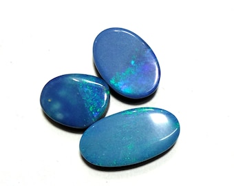 Natural Australian Boulder Doublet Opal Cabochon, 3 Piece 12.40Cts Size 16x9x3.5mm Making For Jewelry