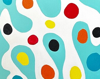 Quadro astratto moderno 11x14, decorazione murale organica e colorata