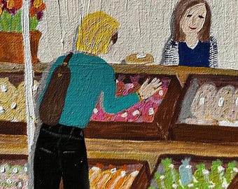 Bakery Scene Painting | 9x12 Kitchen Wall Art