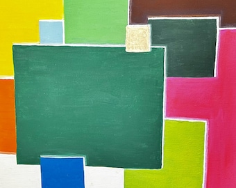 Quadro astratto geometrico moderno 11x14, decorazione murale a blocchi di colore