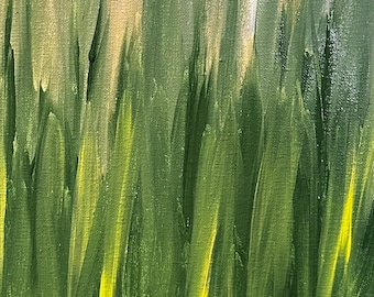 Original Acrylic Painting: Tall Grass Field, 11x14 Stretched Canvas