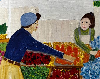 Personalized Farmers Market Painting | 9x12 Original Acrylic Art