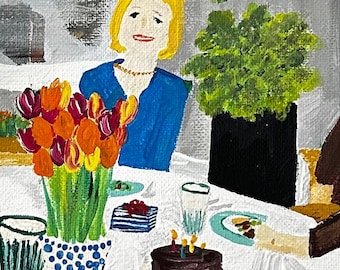 Outdoor Café Painting, Impressionist Wall Decor, Cozy Dining Scene, Acrylic Art