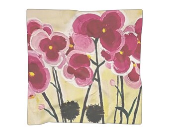 Sciarpa in poliestere con stampa orchidea rosa / Stampa botanica floreale