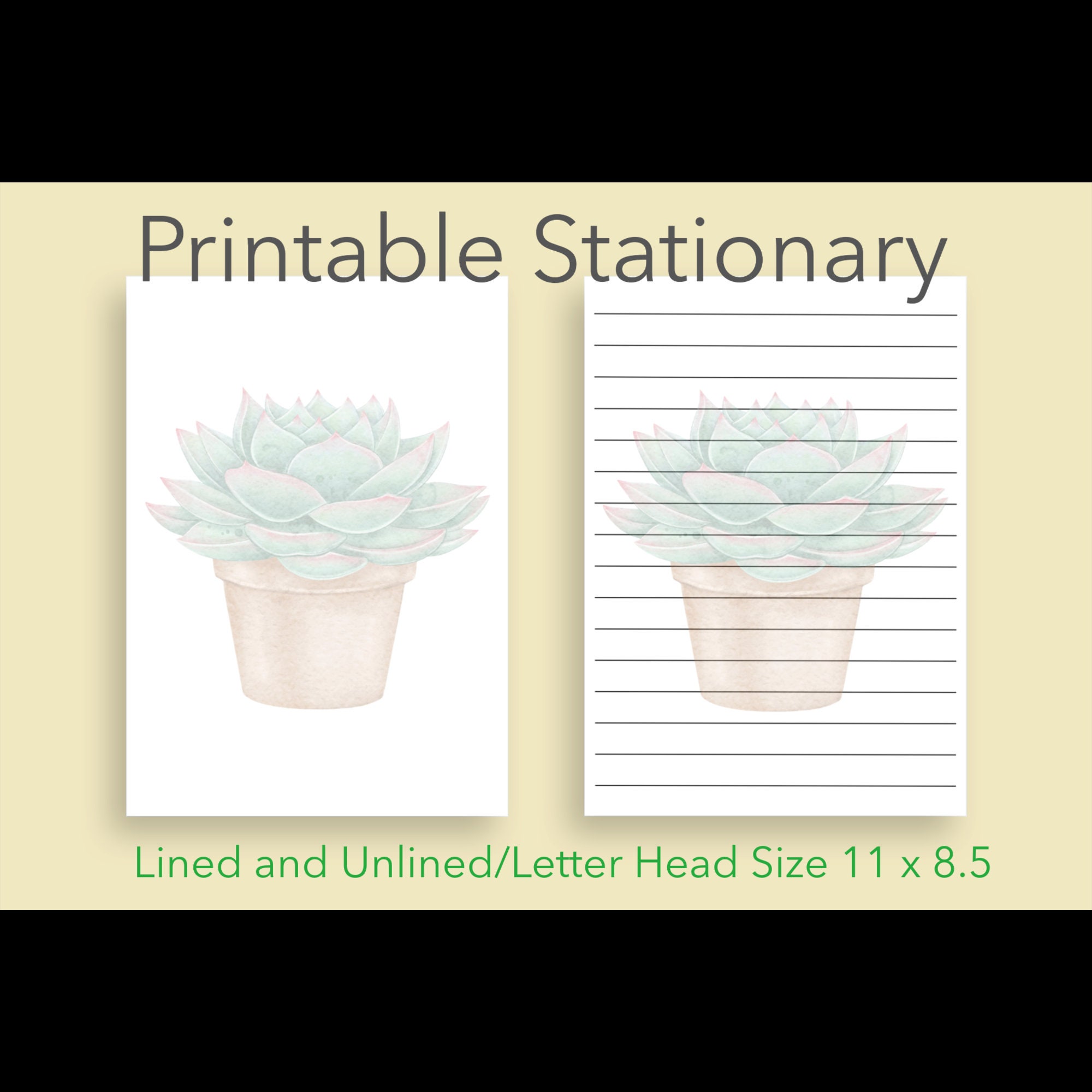 Succulent Printable Stationary, Printable Stationary, Printable ...