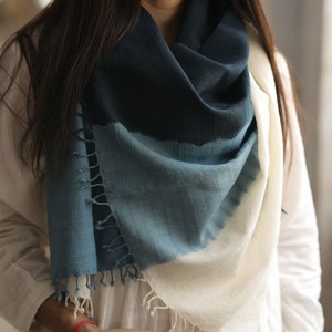 Indigo Shaded Handwoven Merino Wool Scarf image 2