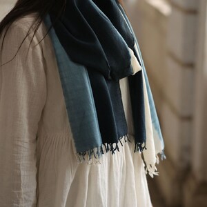 Indigo Shaded Handwoven Merino Wool Scarf image 4