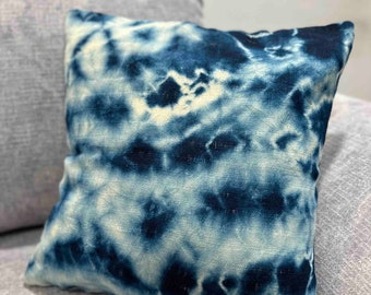 Tie-Dye Indigo White Handwoven Cushion Cover