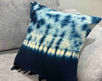 Indigo Tie-Dye Merino Handwoven Cushion Cover