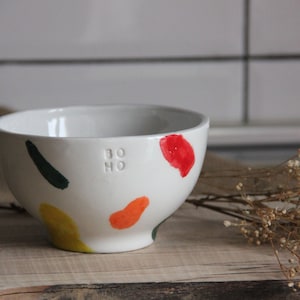 Ceramic bowl,pottery bowl, Housewarming Gift,fruits bowl,Small Soup Bowls,Noodles Bowl, Breakfast Cereal Bowl, Ribbed Salad Bowl