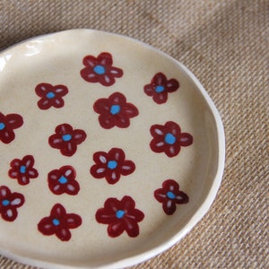 Handmade Flower Ceramic Lunch Plate, Dessert Plate ,Handmade Tableware,Handmade Pottery,Modern Ceramics
