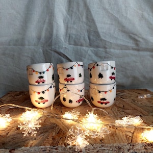 Christmas Mug, Ceramic Cute Pink Car Cup, Holiday Tea Mug, Merry Christmas Tree Mug,Minimal Christmas Mug,Unique Xmas Gift Coffee Mug