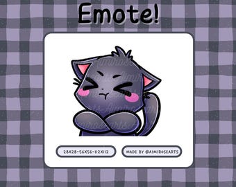 Grumpy Black Cat Emote |Youtube, Discord, Twitch| streaming, gaming, cute, kawaii, emotes, chibi, kitty, gamer, vtuber, streamer