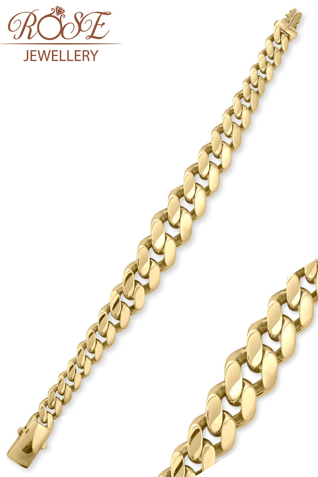14K Real Solid Gold Chain Bracelet / Bold Chain Bracelet / 14K Etsy