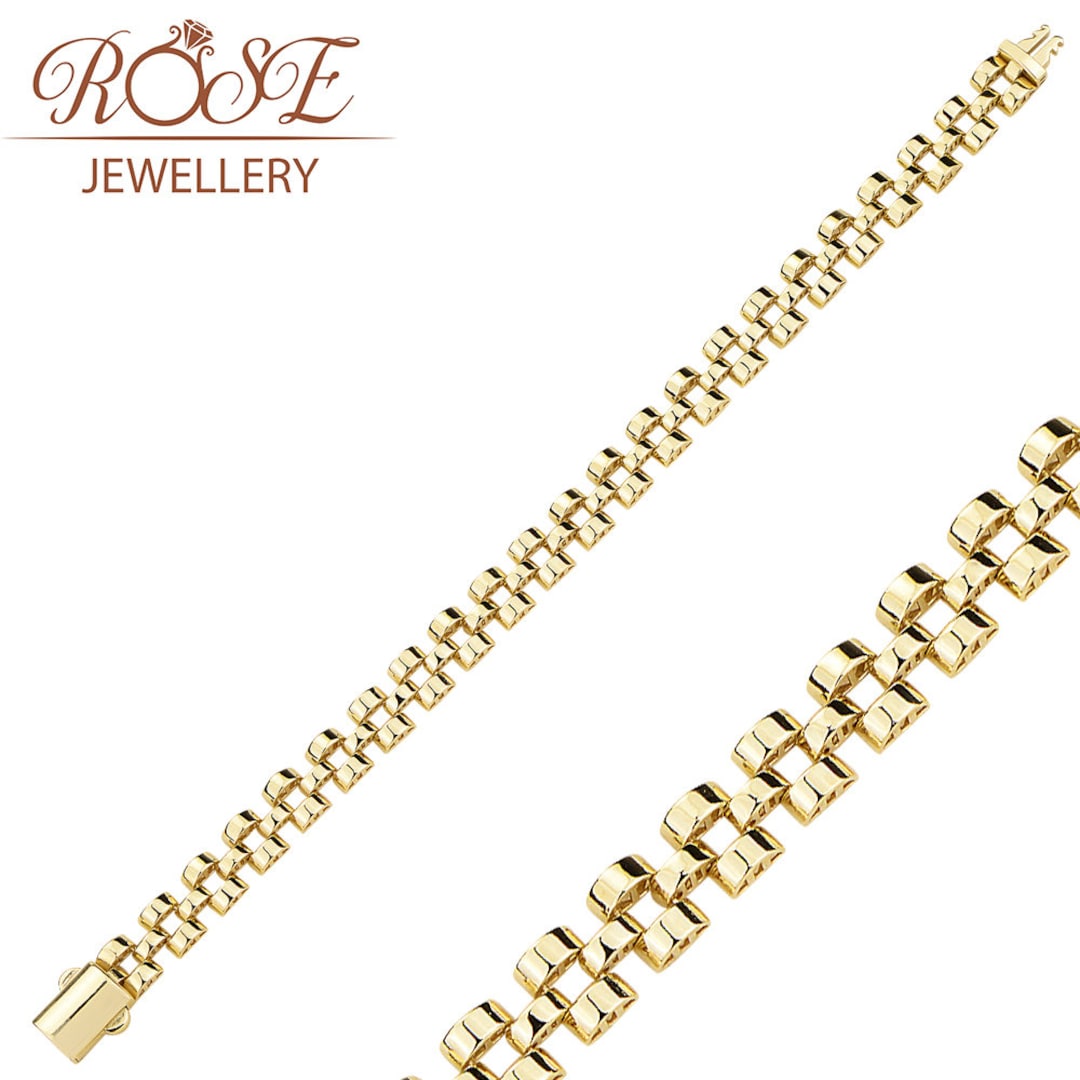 14K Real Solid Gold Chain Bracelet / Rolex Chain Bracelet / 14K Gold 6