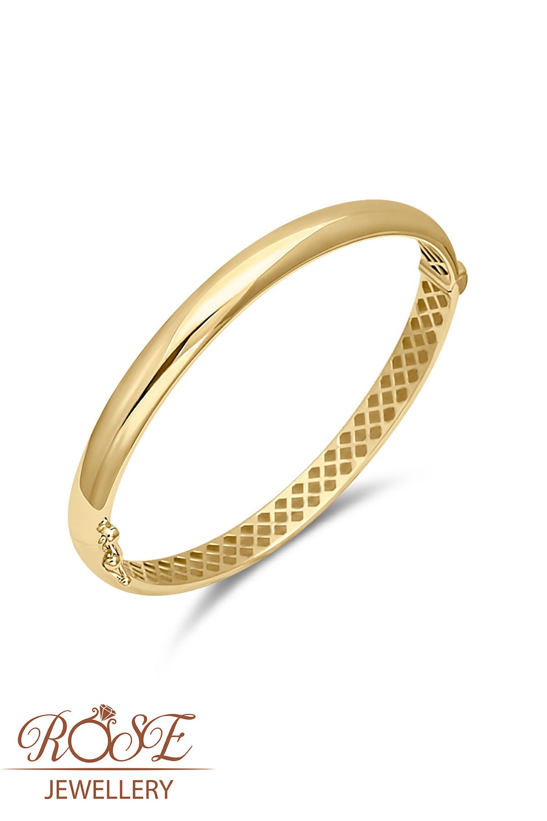 14K Real Gold Hinged Bracelet / 14K Gold Dome Bangle Bracelet / 14K Solid Gold Hinged Bracelet