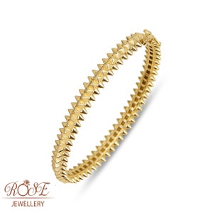 14K Real Gold Hinged Bracelet /  Clash Gold Bracelet / Real Gold Bangle  / Gift for Her