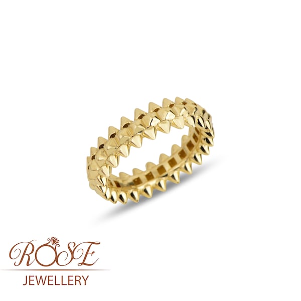 14K Echt Massiv Gold Ring / Stapelbarer Gold Ring / Geschenk für Sie / Gold Clash Ring