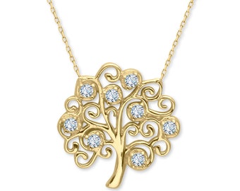 14K Solid Gold Tree Necklace / Tree of Life Pendant / 14K Gold Necklace / Nature Pendant / Gifts for Her