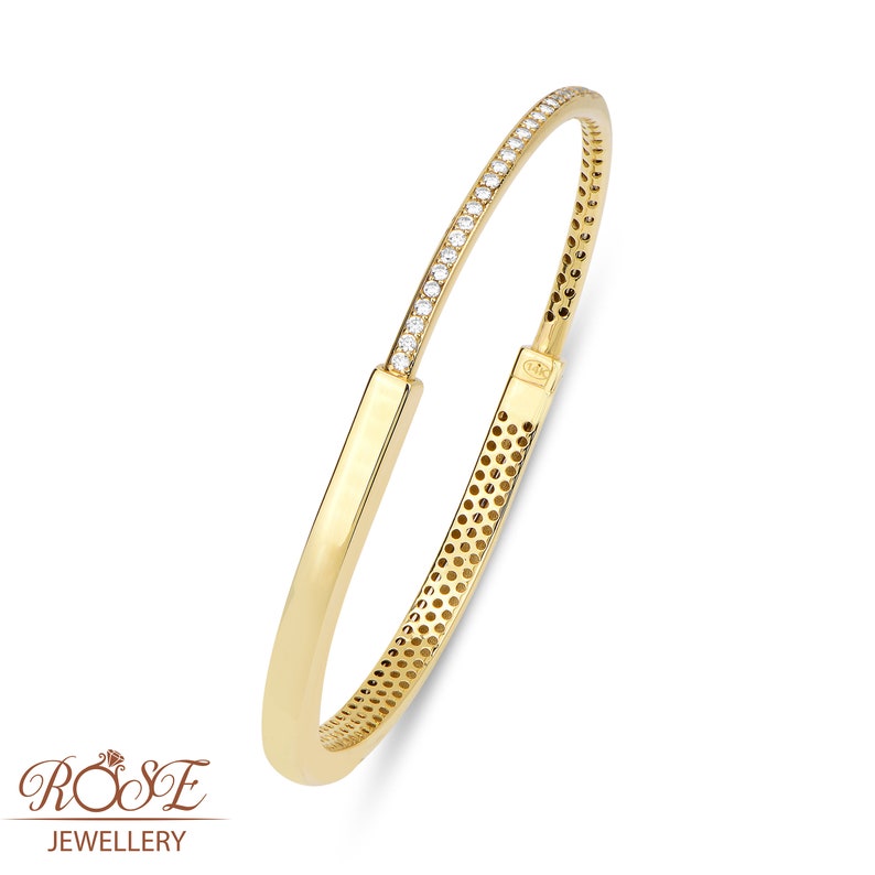 14K Real Gold Hinged Bracelet / U Lock Gold Bracelet / Real Gold Bangle