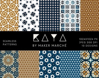 Kaya - Seamless Digital Pattern Collection,  Digital Paper Patterns, Seamless textures, Commercial Use, Instant Download