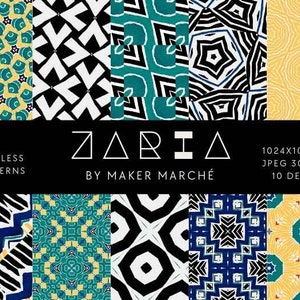 Zaria - Seamless Digital Pattern Collection, Seamless Digital geometric patterns, Commercial Use Digital Boho Patterns