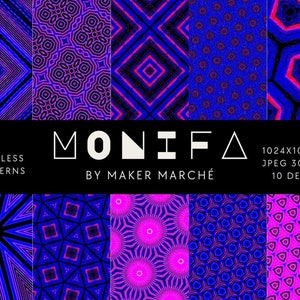Monifa - Seamless Digital Pattern Collection,  Digital Paper Patterns, Seamless textures, Commercial Use, Instant Download
