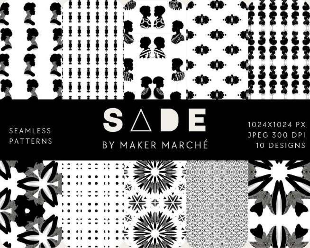 Sade - Seamless Digital Pattern Collection, Digital Papers, Black ...
