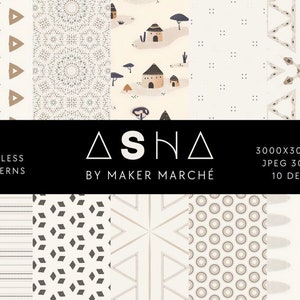 Asha - Seamless Digital Pattern Collection,  Digital Paper Patterns, Seamless textures, Commercial Use, Instant Download