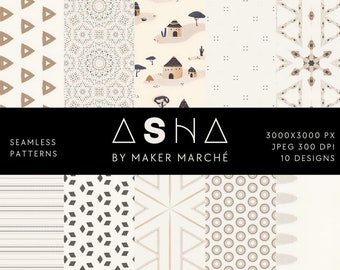 Asha - Seamless Digital Pattern Collection,  Digital Paper Patterns, Seamless textures, Commercial Use, Instant Download