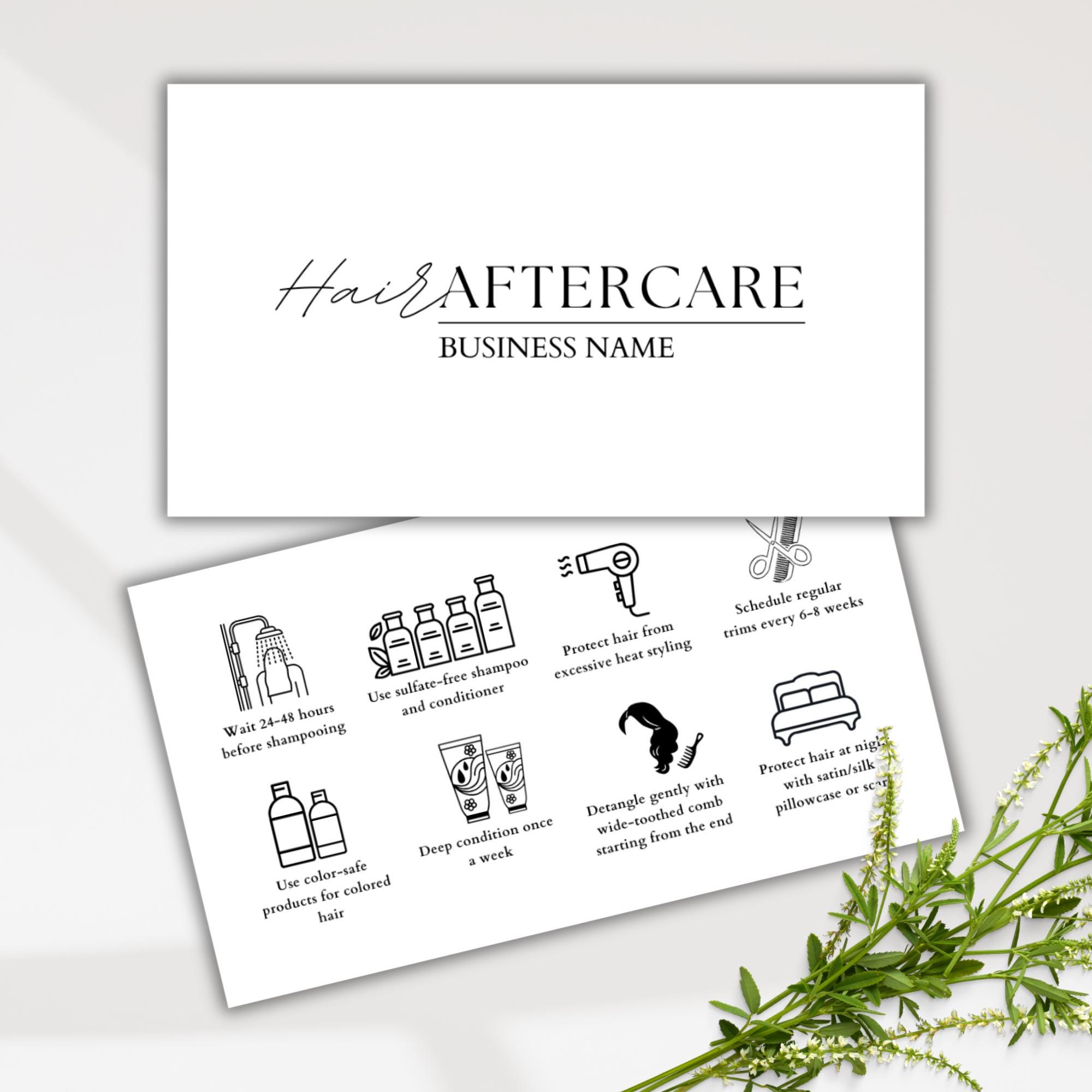 Printable Hair Aftercare Card Template Canva | Editable Client Care Guide for Hairstylist | IG Post for Salon Social Media Marketing