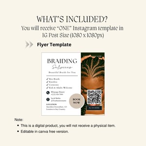 Braiding Services Flyer Template Canva Instagram Post | Editable Salon ...