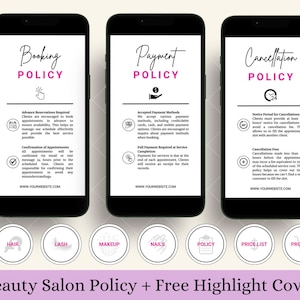 Cancellation Policy Canva Template, Printable Term and Condition for Beauty Salon Business Instagram Story Post Booking Payment Policy Flyer