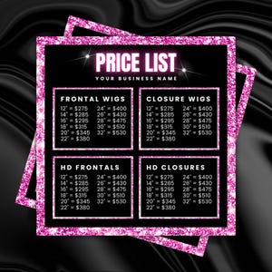 Editable DIY Hair Extension Wig Price List bundle Flyer Templates for Hairstylist Designed for Social Media Instagram Post Beauty Salon Sale