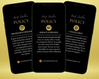 Booking Policies Lash Tech Canva Template | Salon Rules, Term and Condition | Deposit & Cancellation Policy | IG Post Instagram Social Media