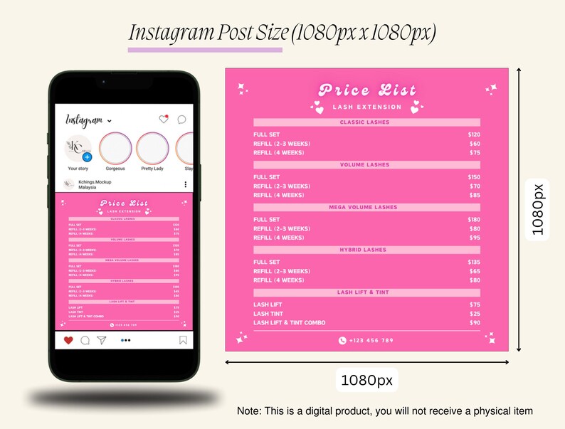 Puede incluir: Un gr&aacute;fico rosa y blanco con una lista de precios para extensiones de pesta&ntilde;as. El gr&aacute;fico incluye precios para juegos completos, rellenos y levantamientos de pesta&ntilde;as. El texto "Price List" est&aacute; en la parte superior del gr&aacute;fico, con el texto "Lash Extension" debajo. El gr&aacute;fico est&aacute; dise&ntilde;ado para su uso en redes sociales.