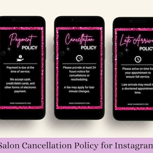 Editable Payment, Refund and Cancellation Policy, Term and Condition template for Instagram Salon Business Rules as Social Media Marketing