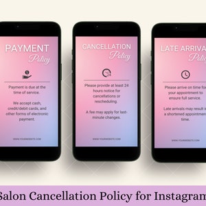 Editable Payment, Refund and Cancellation Policy, Term and Condition template for Instagram Salon Business Rules as Social Media Marketing