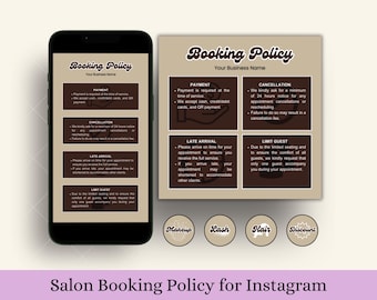 Editable Booking and Cancellation Policy template, Term and Condition for Instagram Post and Story with Beige Beauty Highlight Cover