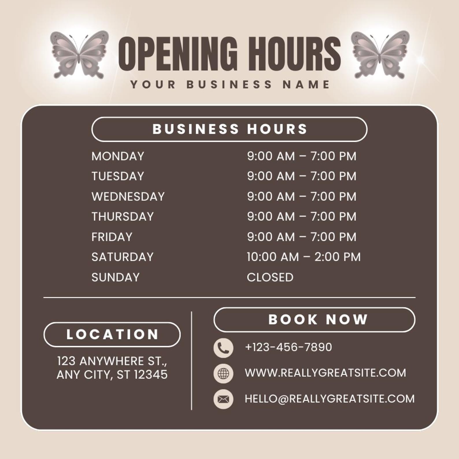 Salon Operating Hours Example Editable Salon Opening Hours Sign Template | Instagram Post and Story ...