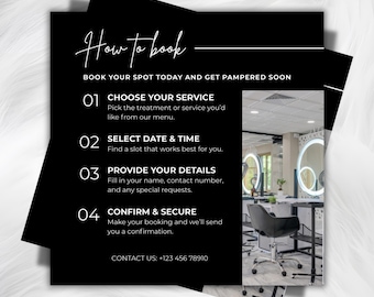 So buchen Sie eine Terminvorlage für Salonbesitzer, Friseur, Lash-Künstler, Nail Tech, Buchungsleitfaden, IG Instagram-Story, bearbeitbare Canva