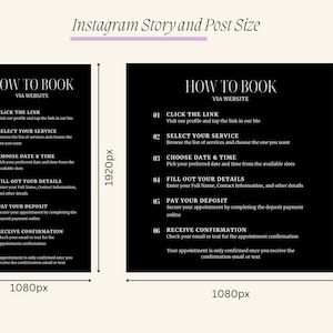K&ouml;nnte beinhalten: Schwarzwei&szlig;es Grafik mit dem Text "How to Book via Website" und einer nummerierten Liste von Schritten zur Buchung eines Termins. Die Grafik ist 1080 Pixel breit und 1920 Pixel hoch.