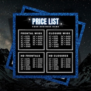 Editable DIY Hair Extension Wig Price List bundle Flyer Templates for Hairstylist Designed for Social Media Instagram Post Beauty Salon Sale