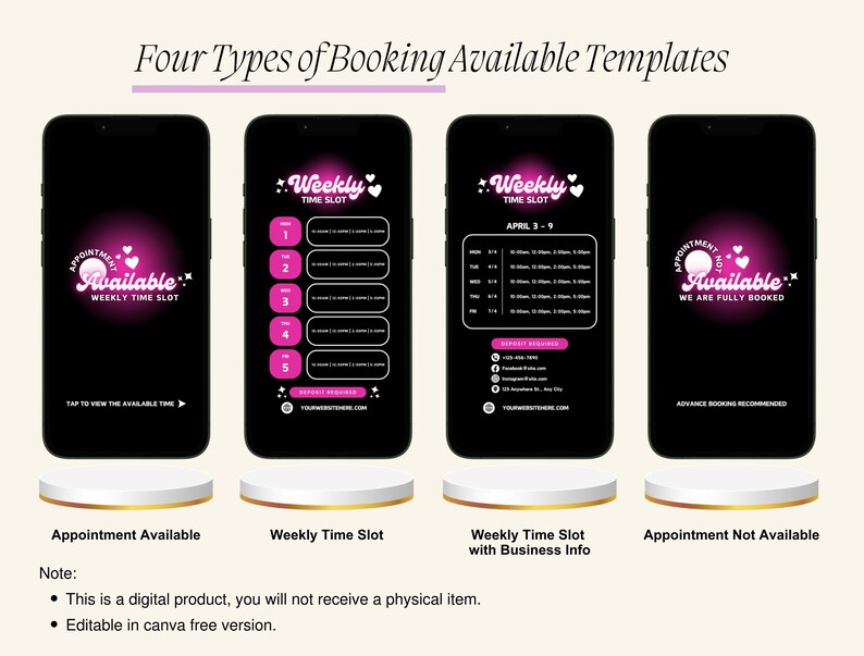 Weekly Time Slot Back Pink Template Canva, Social Media Instagram Story ...