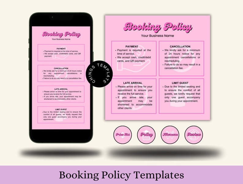 Editable Booking & Cancellation Policy Canva Template | Terms and ...