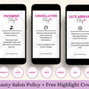 Cancellation Policy Canva Template, Printable Term and Condition for Beauty Salon Business Instagram Story Post Booking Payment Policy Flyer