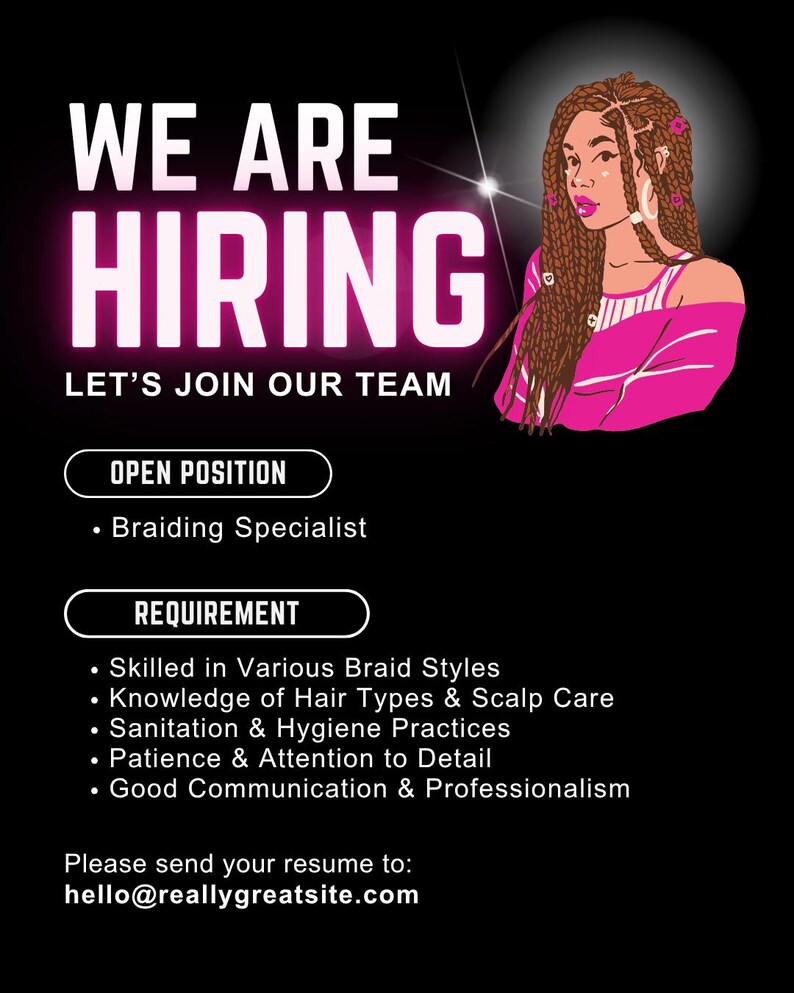 We Are Hiring Braider Flyer Braiding Specialist Hair Salon Job Opening we-are-hiring-braider-flyer-braiding-specialist-hair-salon-job-opening