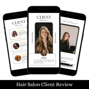 Hair Salon Klient Bewertung Vorlage für Instagram Story & Post | Bearbeitbares Canva Testimonial Design für Friseure und Beauty-Profis