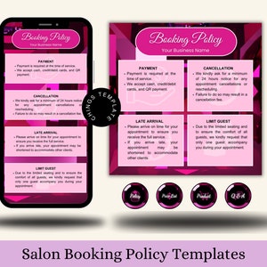 Editable Booking and Cancellation Policy template, Term and Condition for Instagram Post and Story with Black Pink Beauty Highlight Cover