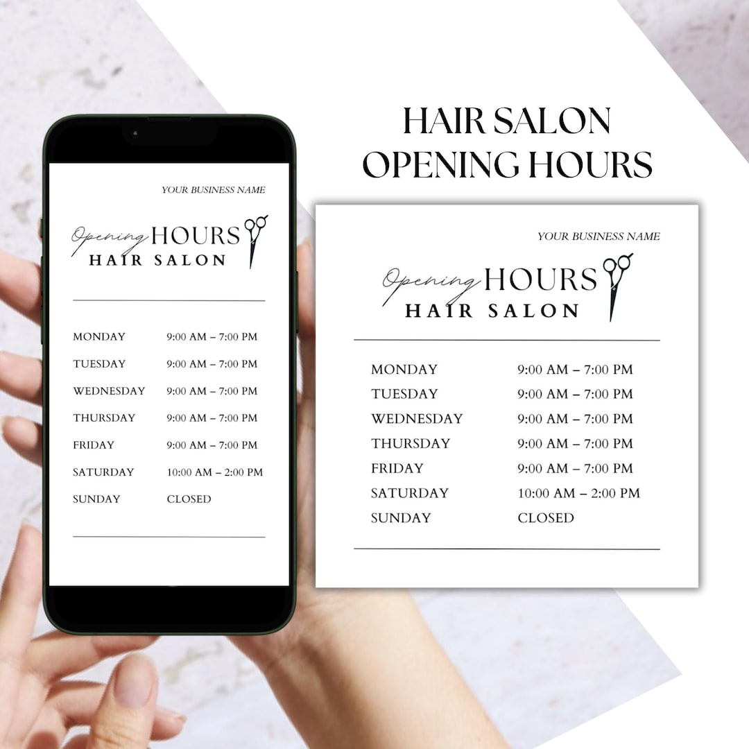 Salon Operating Hours Example Hair Salon Opening Hours Template | Editable Canva Instagram Story & IG ...